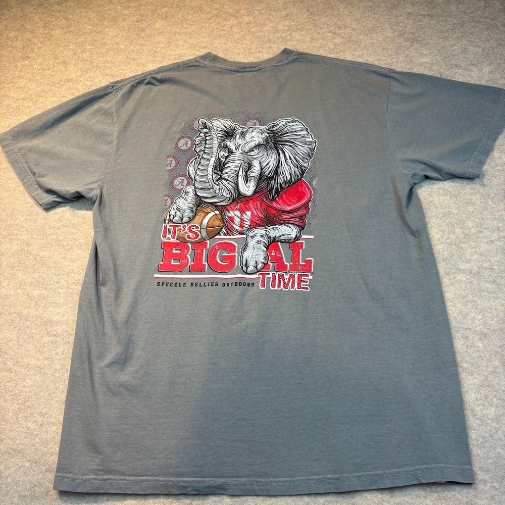 Alabama Crimson Tide Big Al T-Shirt Comfort Colors Grey Mens XL Speckle Bellies